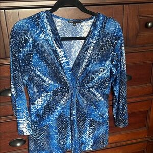Chaus Blue Patterned Top